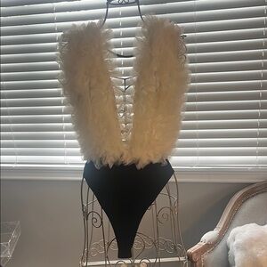 Elegant Cream and Black Bodysuit